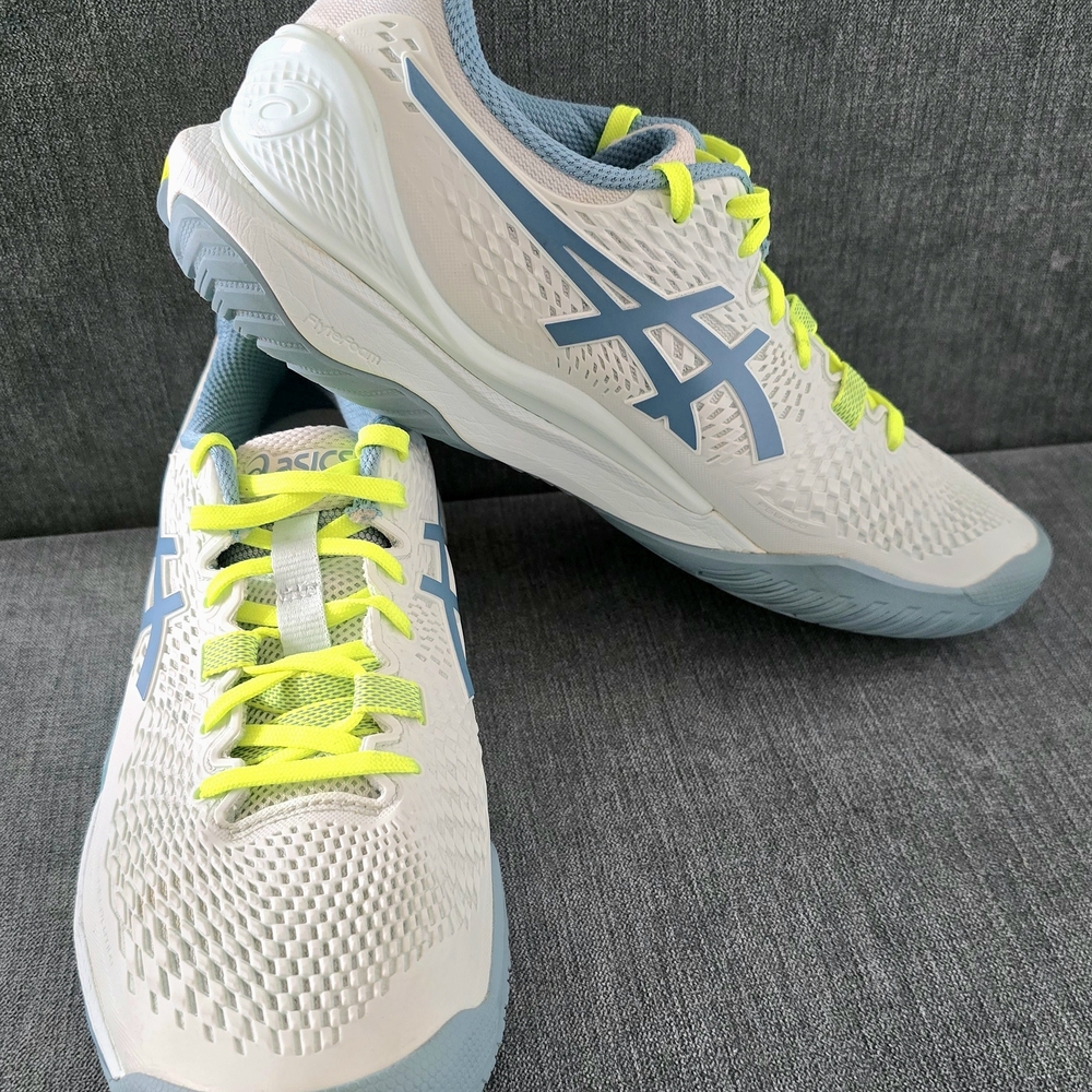 Asics White and Blue Athletic Shoes